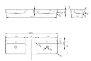 Подвесная раковина ABBER Kristall AT2807Rubin двойная 150см красный